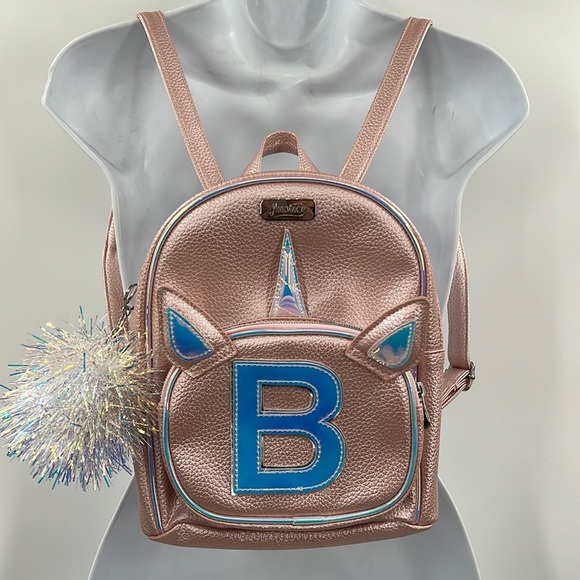 Justice Accessories Justice Rose Gold Unicorn Initial Backpack